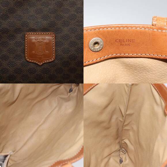CELINE Macadam Canvas Tote Bag Pvc Leather Brown Gold - Picture 11 of 12